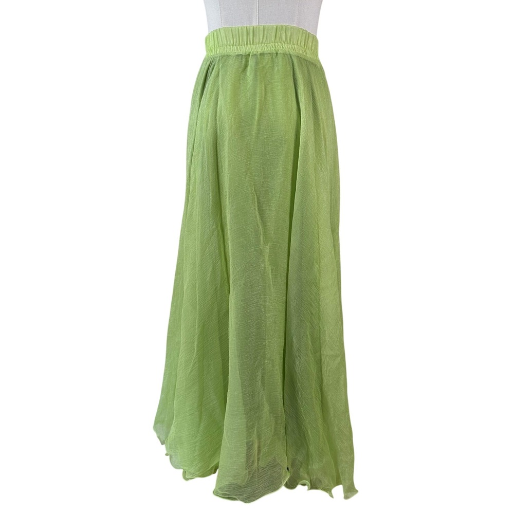 Whimsical Maxi Skirt Women Small Lime Green Flowy Tulle Fairycore Brat Festival